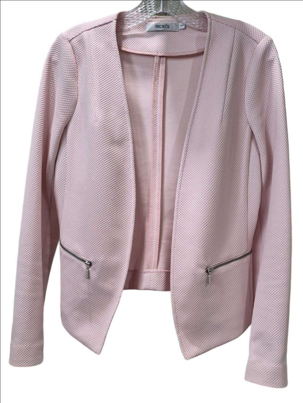 Ricki's Light Pink Collarless Open Front Blazer Size S/P Small Petite